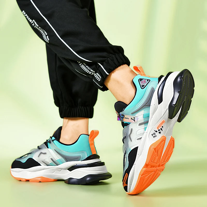 Fashion Mixed-colors Men Designer Shoes High Quality Non-slip Men Clunky Sneaker Height Increasing Lace-up Man Platform Sneakers