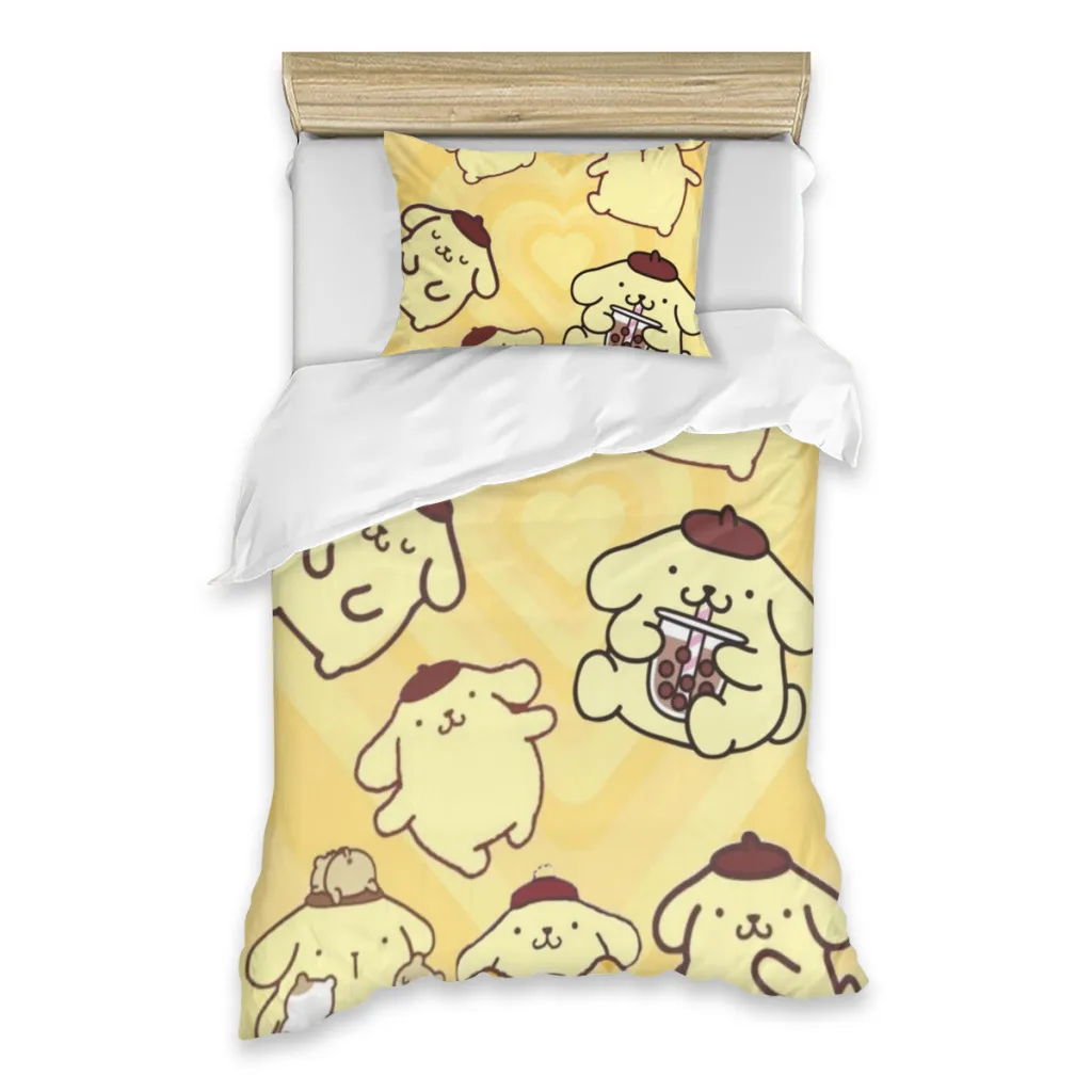 

Sanrio Pompompurin Bed Sheets Set Comforter Quilt Cover Duvets Single Bedding