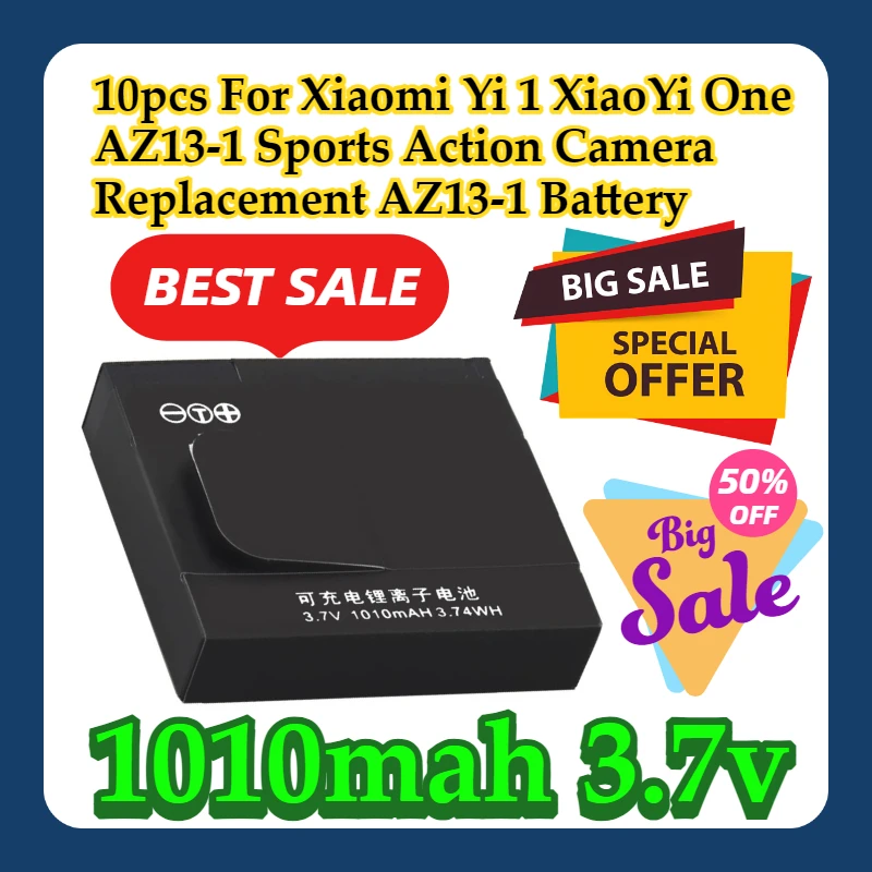 

10pcs For Xiaomi Yi 1 XiaoYi One AZ13-1 Sports Action Camera 1010mah Replacement AZ13-1 Battery
