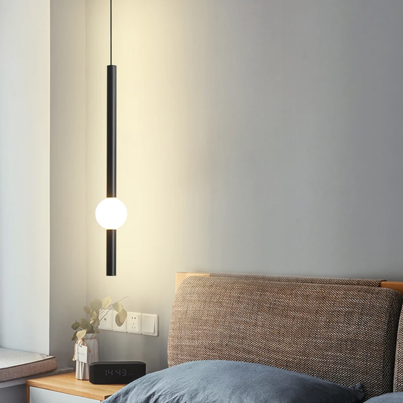 2026 Bedside Chandelier Modern Minimalist 2023 New Creative Light Luxury Single Head Long Hanging Wire Bedroom Small Decor LED L