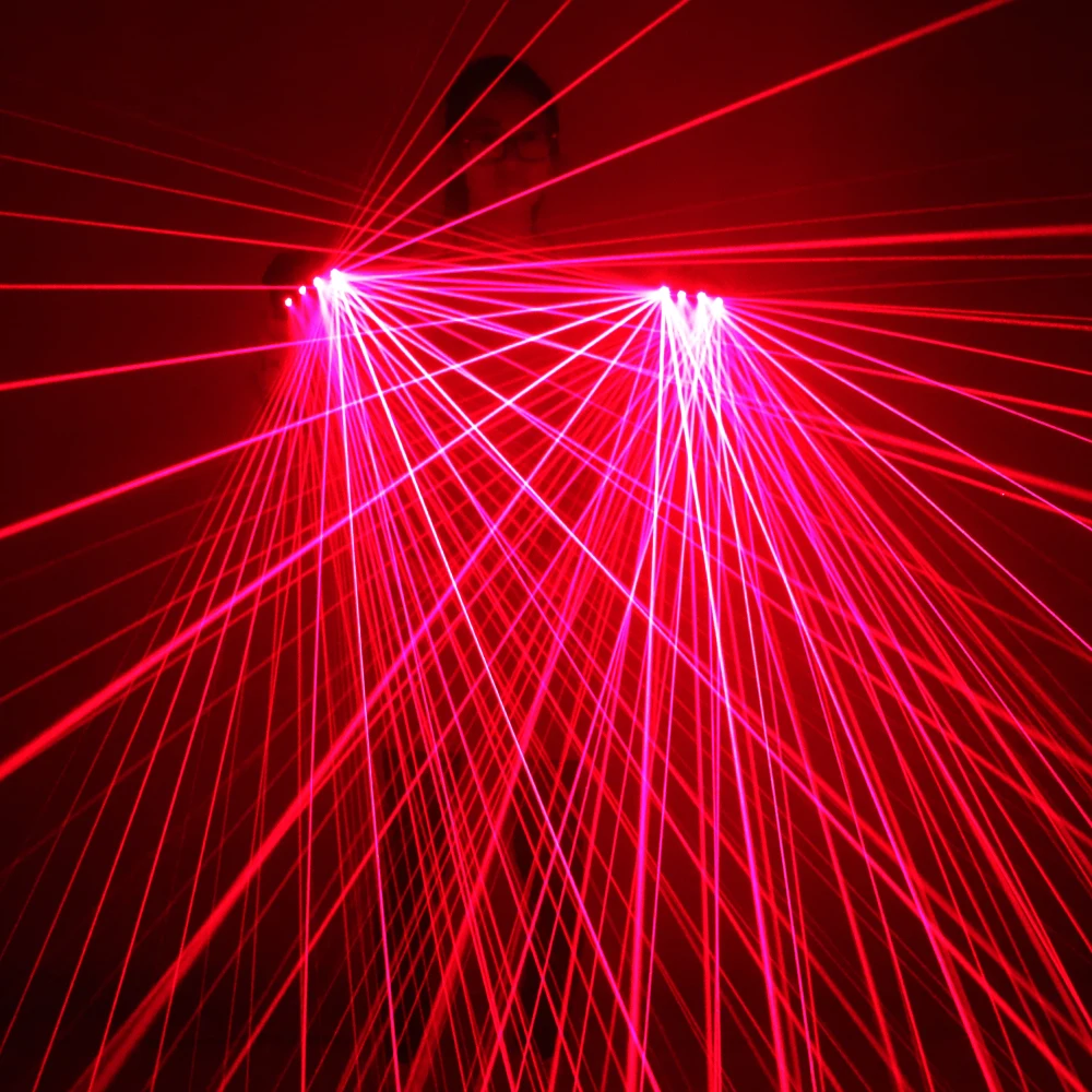 2 in 1 Multi-line Red Laser Gloves With 4pcs 650nm 100mw Laser,Disco LED laser Gloves For LED luminous Costumes Show