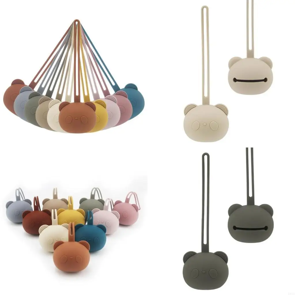 581F حامل لهاية الطفل ضد الضياع من السيليكون، لهاية الباندا، صندوق تخزين للعضاضة