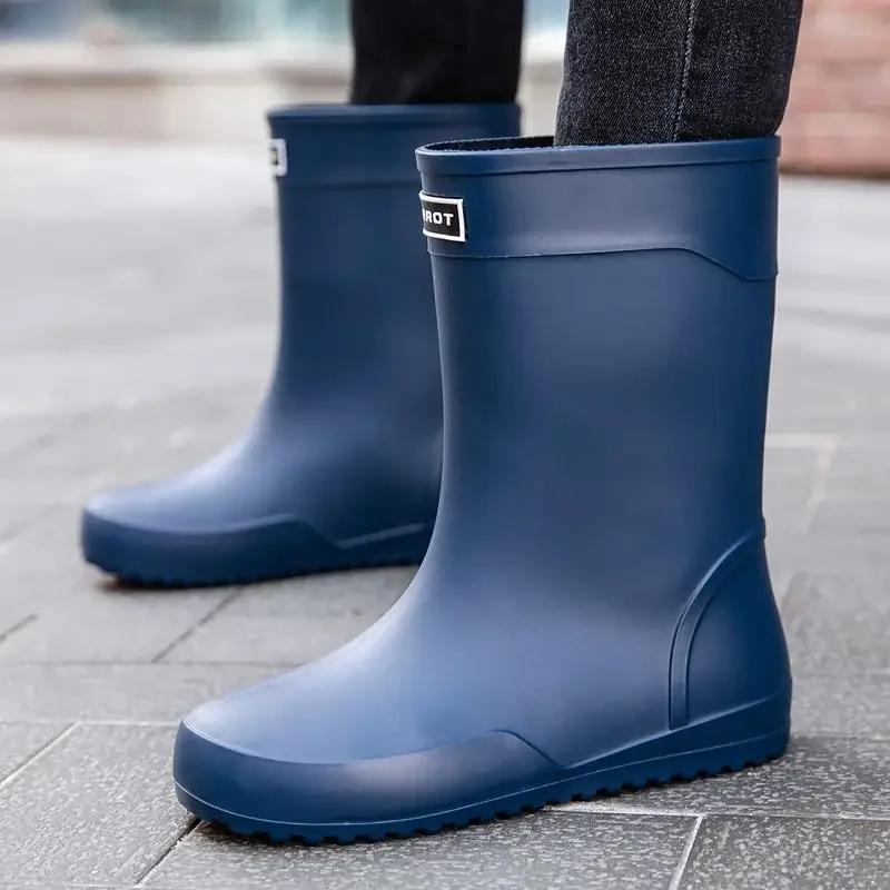 Stivali da pioggia da uomo semplici, impermeabili e antiscivolo, suola piatta, ideali per giardinaggio e pesca, resistenti 2025_voghion.com