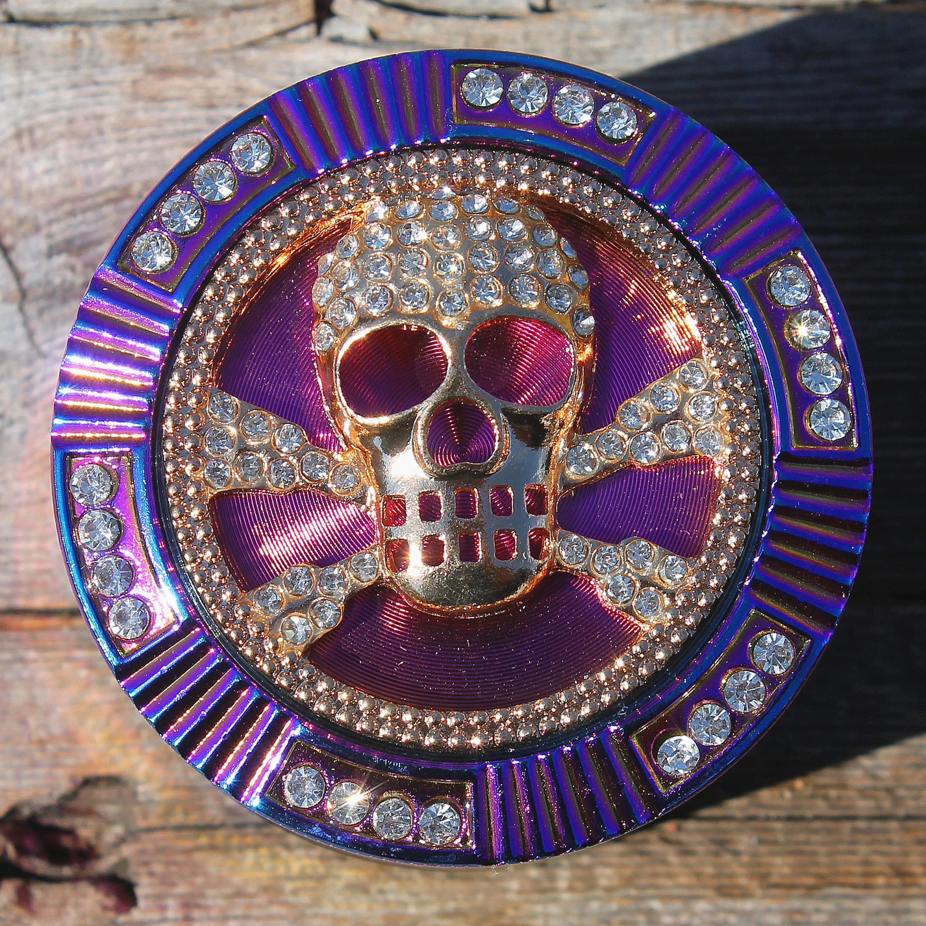 2.5 "64 مللي متر سبائك الزنك طاحونة الضفدع الجمجمة العنكبوت المغناطيسي الثقيلة كبيرة 4 قوس قزح حجر الراين الماس بلينغ طاحونة #2