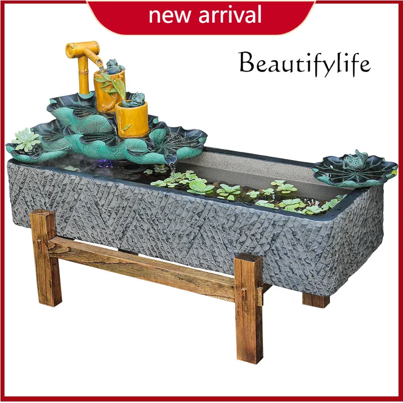 

BJ Chinese Balcony Flowing Water Ornament Indoor Creative Fish Pool Flowing Water Device Floor Decoration Fish Tank Water Featu