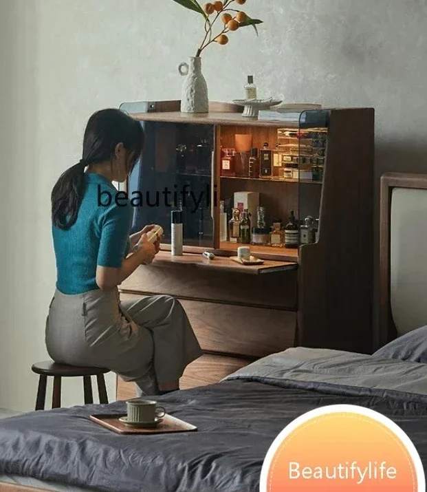 

LXBlack Walnut Solid Wood Chest of Drawers Bedroom Living Room Tea Storage Side Display Cabinet DresserSSS