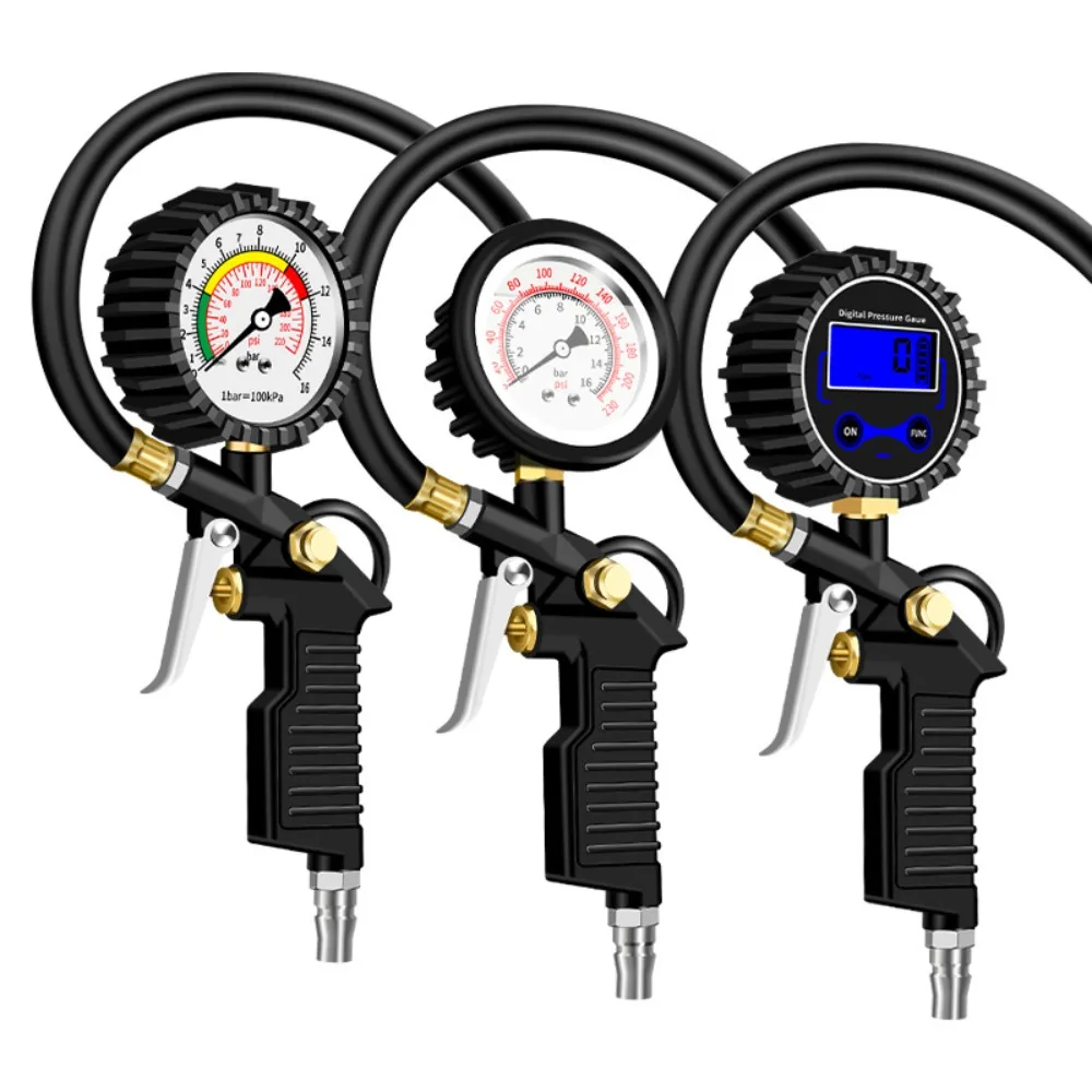 

New Black Tire Pressure Gauge Flexible Hose Digital Car Tire Pressure Monitor Tyre Inflator Truck