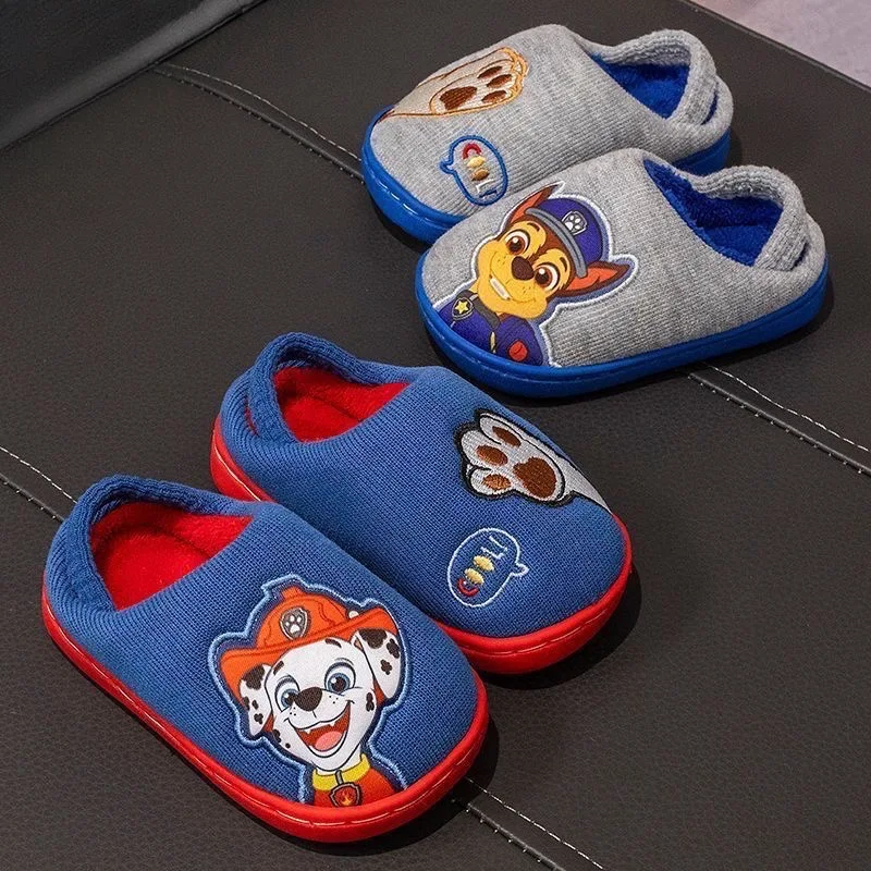 PAW Patrol Toddler Closed‑Back Fleece House Slippers Winter Warm Non‑Slip Soft Sole Kids Indoor Home Shoes For Boys Girls