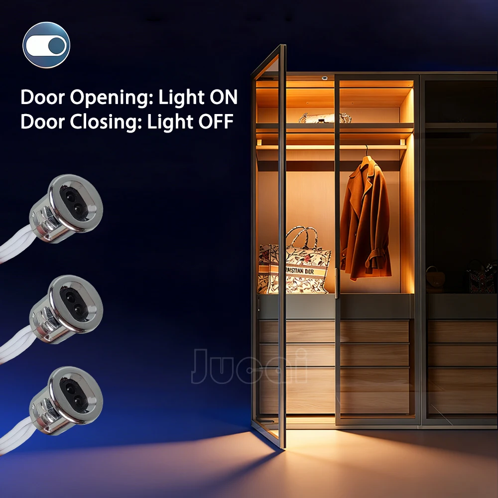 110V 220V Single Door Control Switch-Auto On When Door Opens, Auto Off When Door Closes, for Wardrobe Cabinet Closet Lighting