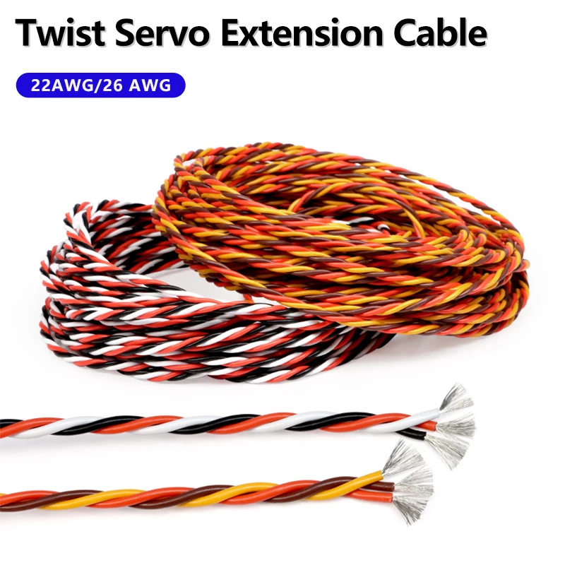 5-50M Servo Extension Twisted Cable 26/22AWG JR Futaba Twisted Wire Cord Lead 30/60 Cores Copper Wire for RC Model Accessories