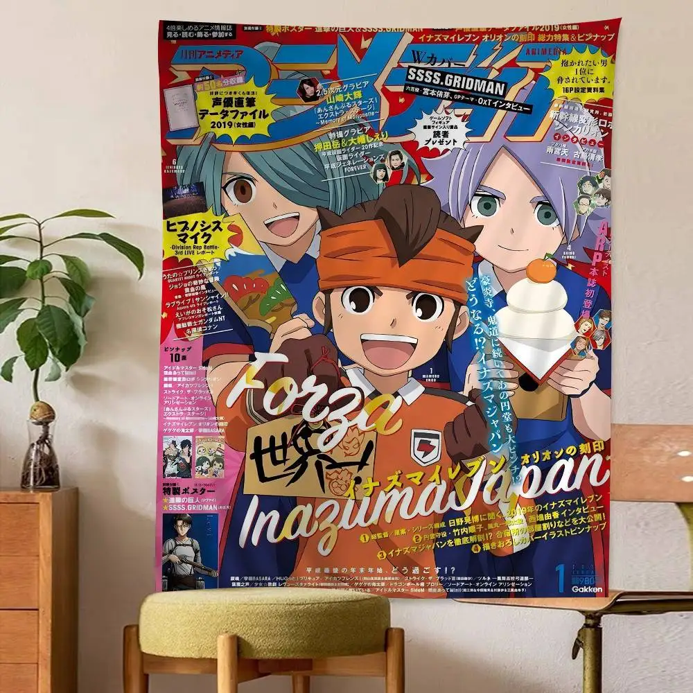 الكلاسيكية أنيمي لعبة I_inazuma E_eleven مطبوعة كبيرة قماش مزخرف جداري معلقة التارو الهبي جدار السجاد النوم ديكور المنزل