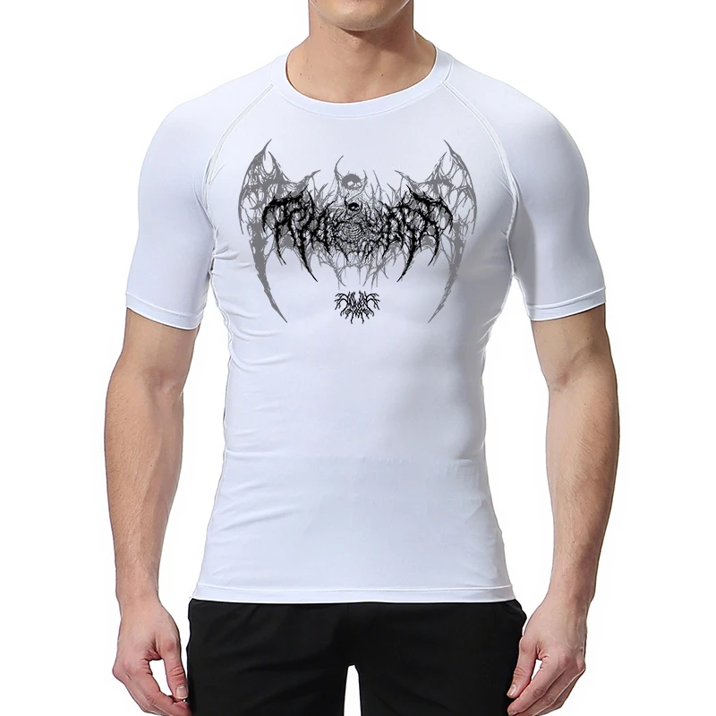 Camicie a compressione a maniche corte con stampa di ali di teschio per uomo Estate Palestra Allenamento Maglietta da corsa T-shirt atletiche ad asciugatura rapida