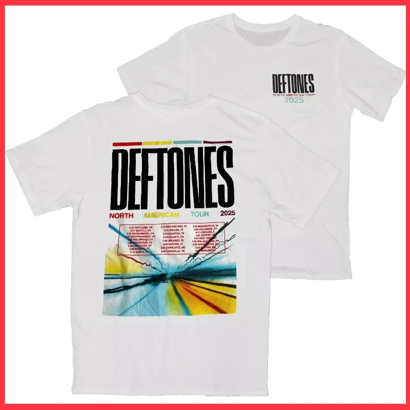 

American DEFTONES 2025 Tour North America T-Shirt Men's T-Shirt Summer New Vintage Fashion Men's and Women's Streetwear