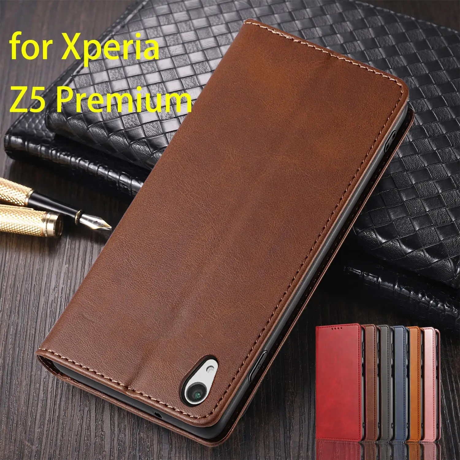 

Leather Case for Sony Xperia Z5 Premium 5.5" Flip Case Card Holder Holster Magnetic Attraction Cover Wallet Case Fundas Coque