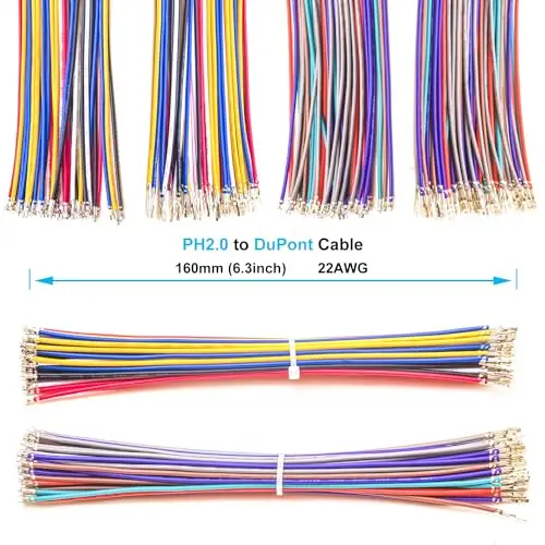 Kit de conectores Dupont PH2.0 a Dupont2.54 JST, JST-PH de 2,0mm y carcasa de Cable Dupont de 2,54mm, Cable de 16cm (ph-to-dupont)