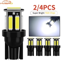 2/4PCS T10 W5W 10Led 7020 Car LED 194 168 Wedge Turn Signal Reverse Dome Led License Plate Trunk White Bulb Clearance Light 12v