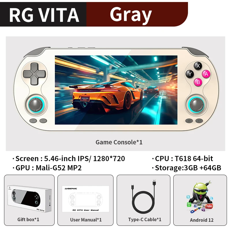 ANBERNIC RG VITA / RG VITA Pro Handheld Game Console 5000mAh Android Videogame-speler Ondersteunt Bluetooth AI Streaming RixelHK