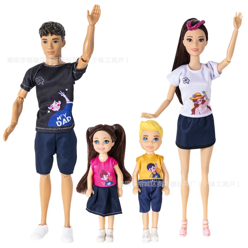 30cm Girl Princess Couple Doll Happy Family Casual Fashion Clothes Set 1/6 BJD Dolls Joints Movable Kids Play House Dress Up Toy