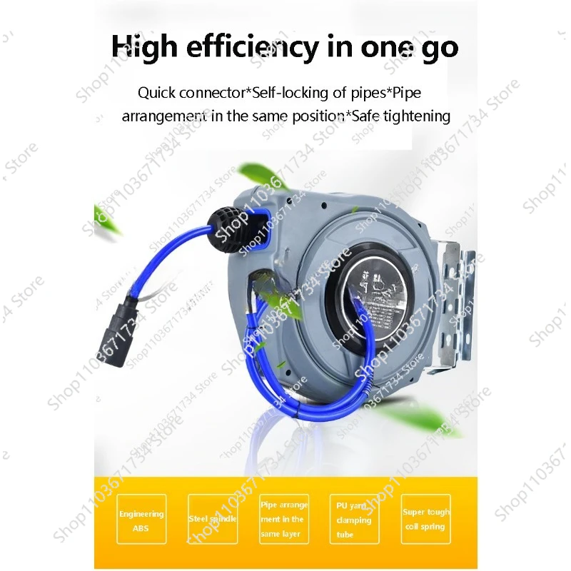 Retractable Air Hose Reel Wall-Mounted  Automatic Rewinding Swivel Line Compressor for Automobile Maintenance
