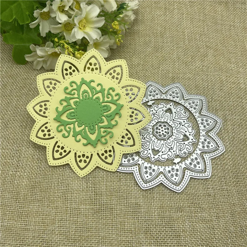 

Flower Doily Metal cutting dies mold Round hole label tag Scrapbook paper craft knife mould blade punch stencils dies