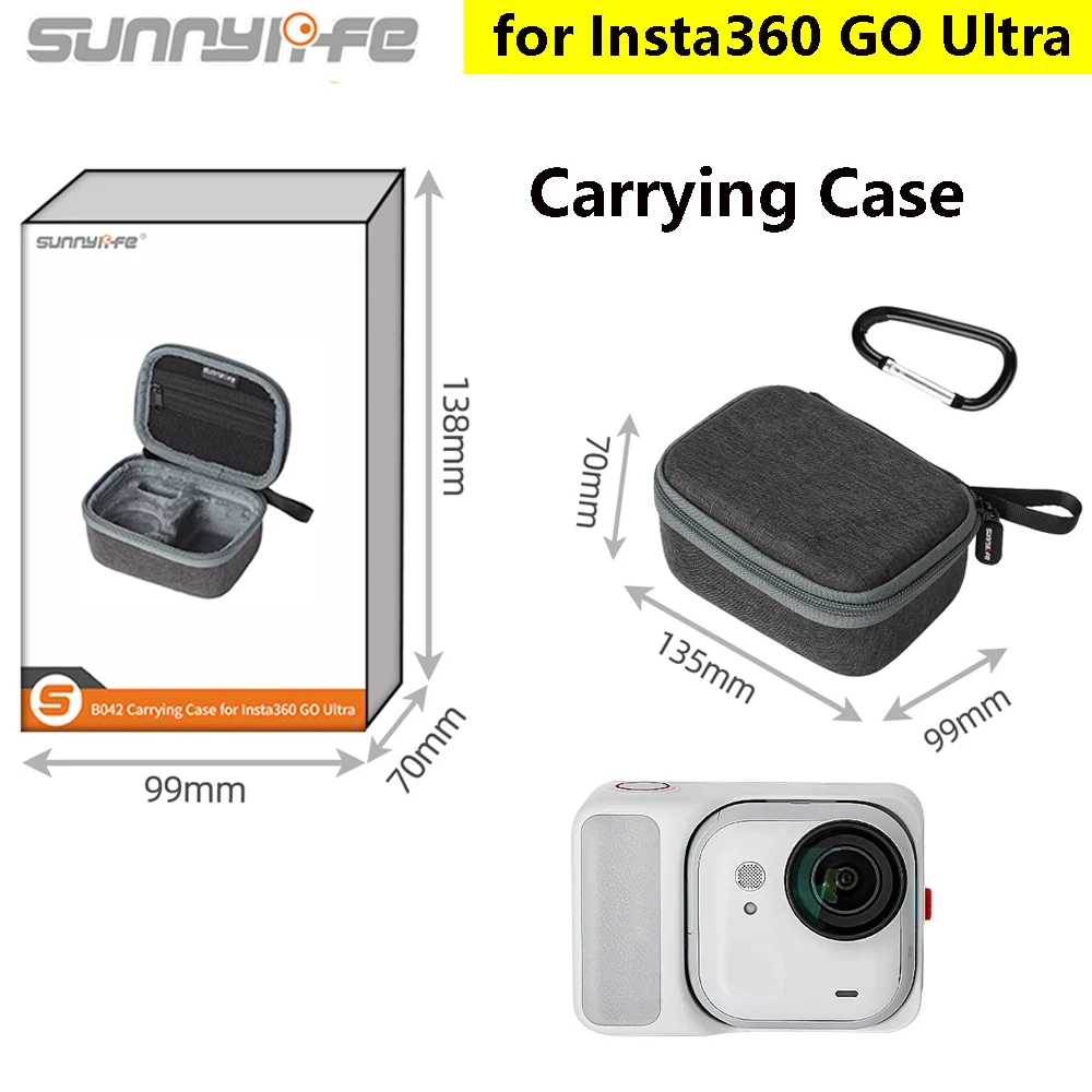 

Sunnylife Portable Hard Carrying Case for Insta360 GO Ultra Camera, Mini Protective Shockproof Storage Bag Travel Box Accessory