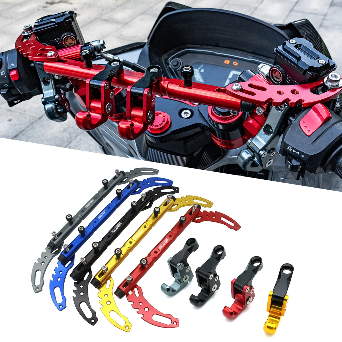 

Motorcycle Racks Handlebar Extended Bracket Stand Phone Holder Support Storage Hanger Helmet Claw Hook Storage Bag Bracket