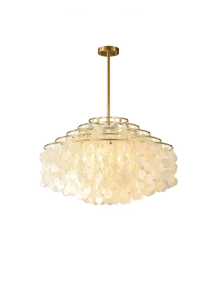 French Classic Elegant Seashell Chandeliers Soft Comfort Home Decoration LED Hanging Lamps For Living Room