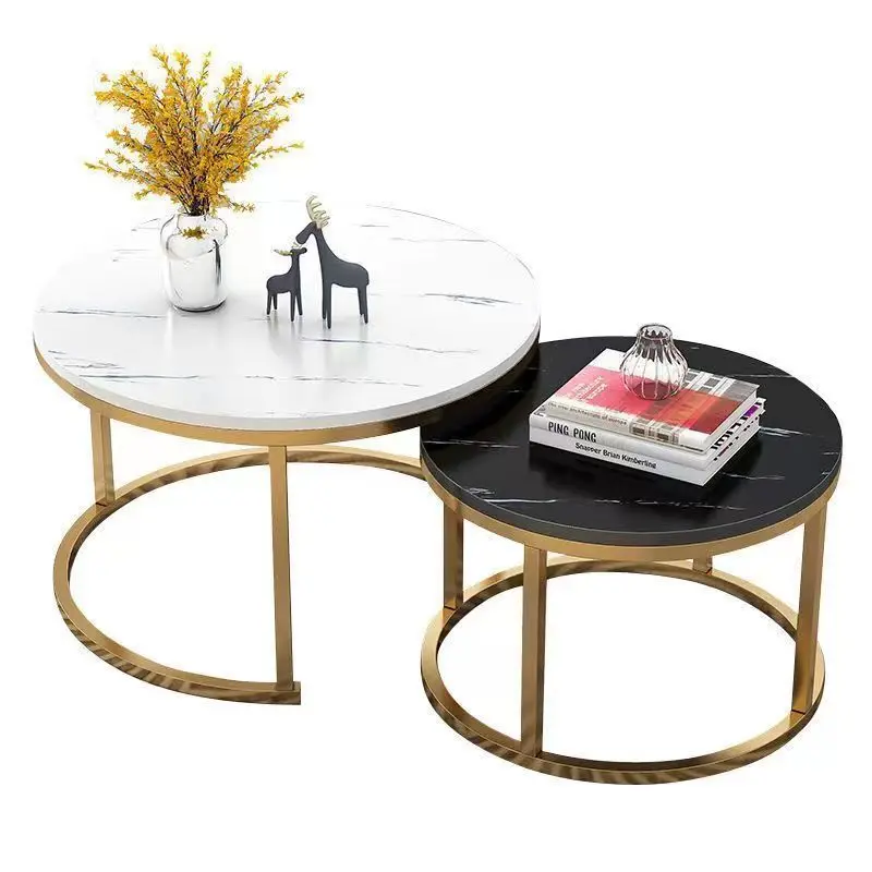 

Round combination sofa side table, medieval homestay imitation slate coffee table