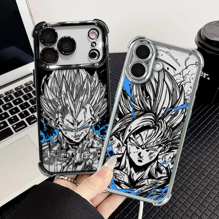 Funda Protectora para Teléfono Apple iPhone 17 Pro Max 11 14 12 Plus 16e 17e Air 15 13 16 Pro, Diseño de Dragon Ball Goku Vegeta