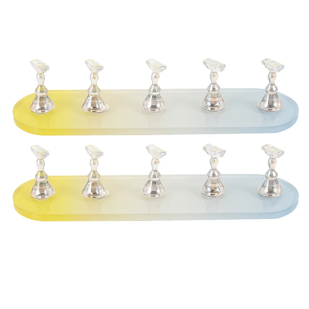 

2 комплекта акриловой подставки для кончиков ногтей, градиентный цвет, длинная полоска, дизайн, легкая практика, держатель «сделай сам», пресс на держатель для ногтей