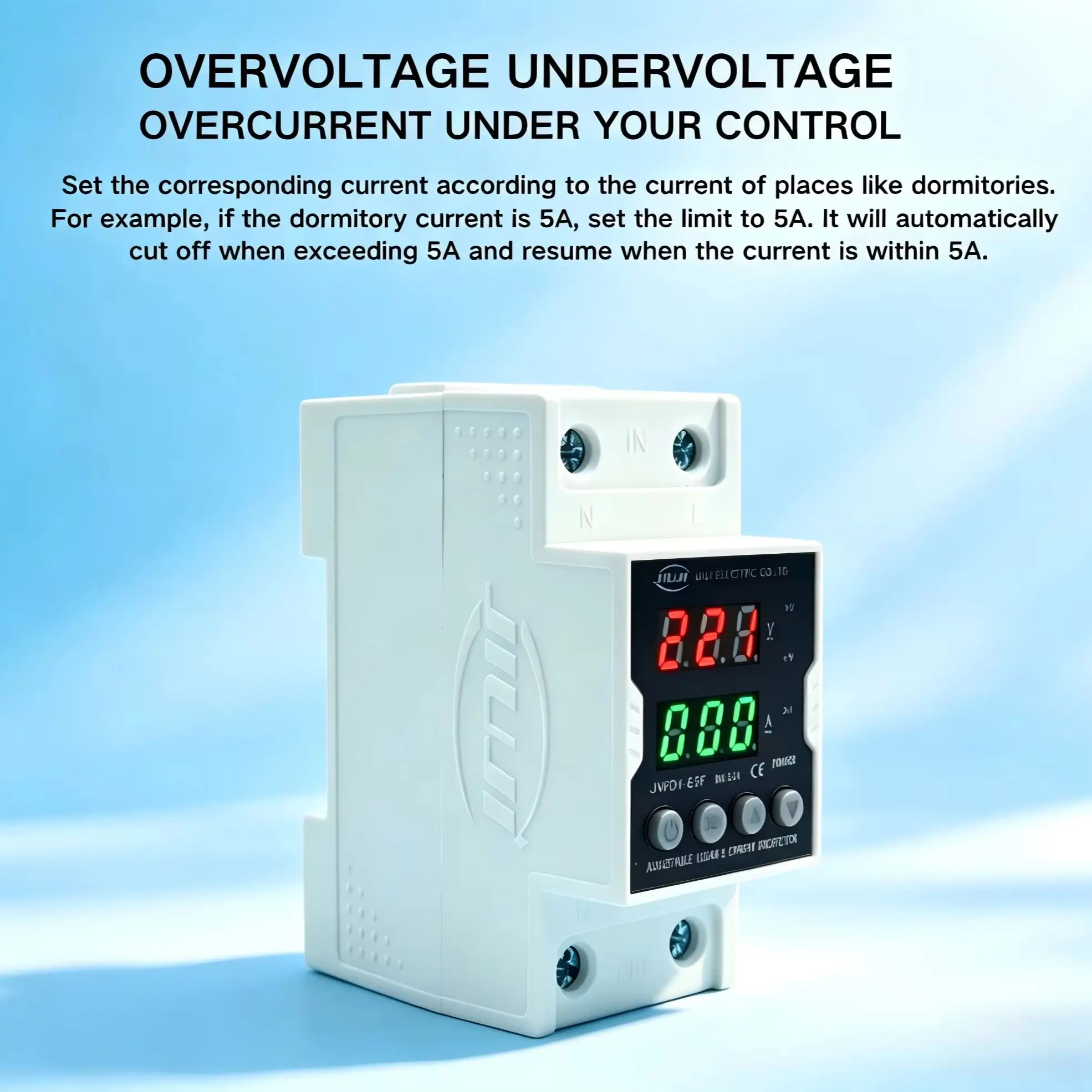220V Automatic Reset Brand New Mold Over/Under Voltage and Current Limiter 63A Household Circuit Protection Dev