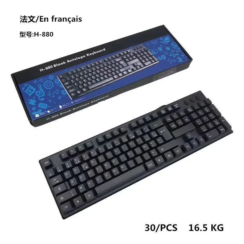 Wired Keyboard Multilingual Keyboard Pc Office Usb 108keys Black Laptop Arabic Russian French Spanish Language Computer Keyboard