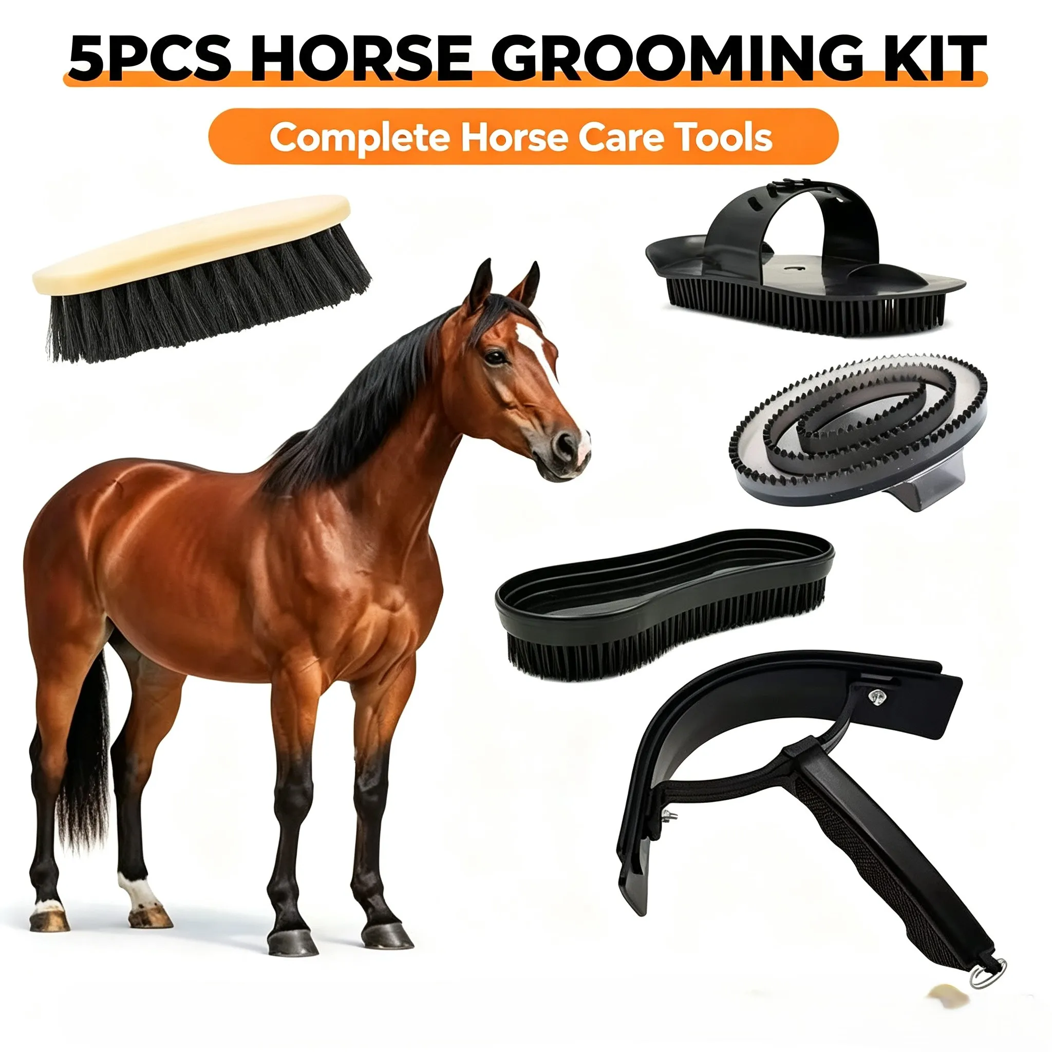 horse-grooming-kit-5pcs-horse-cleaning-brush-set-curry-comb-mane-puller-hoof-pick-equestrian-horse-care-tools