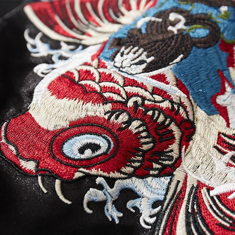 سترة بيسبول مطرزة على شكل سمكة كوي للرجال لربيع وخريف ملابس خروج يابانية Sukajan سترات تذكارية للجنسين معاطف اسكواش #3