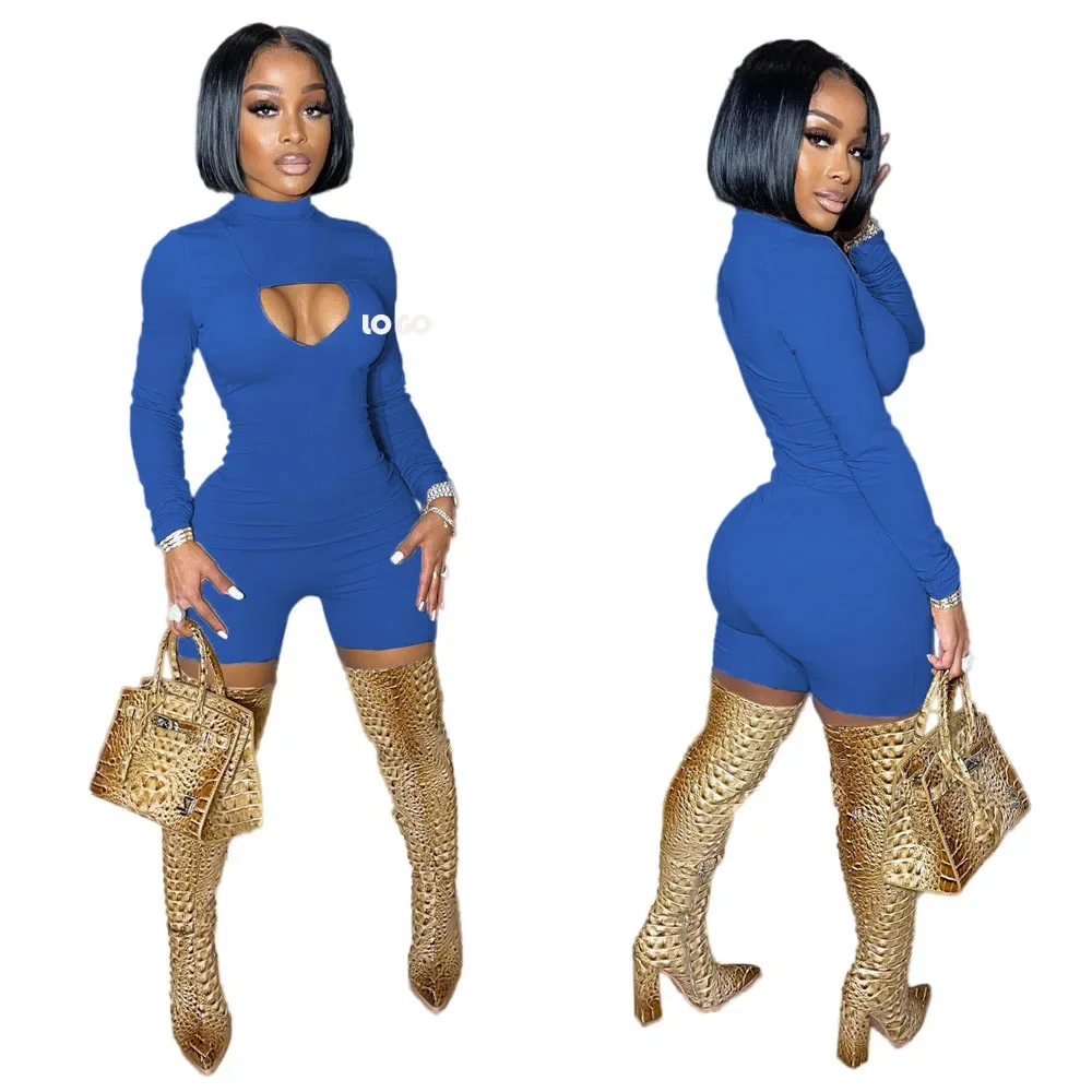

Customized LOGO fashion casual solid color jumpsuit.