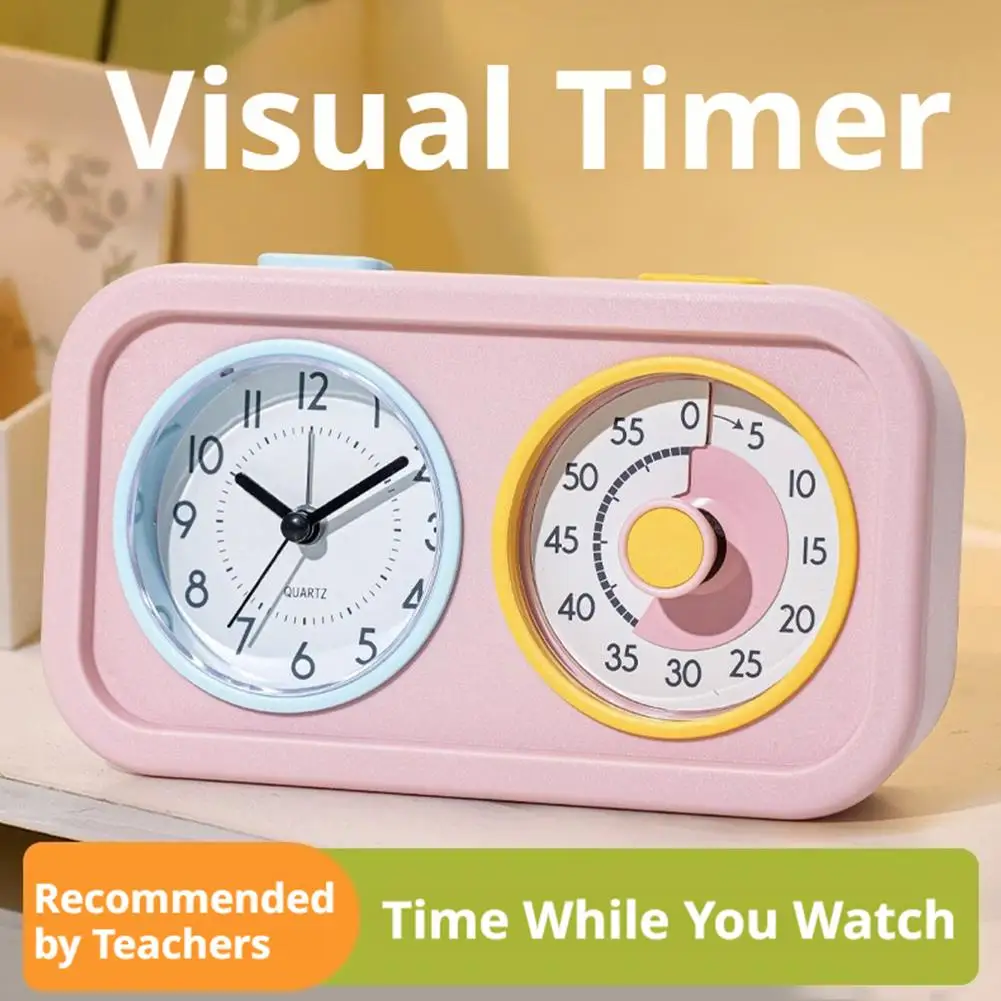 Dual Screen Silent Alarm Clock Visual Time Manager For Kids Students Study Homework Timer Countdown Clock Kitchen Teaching Tool