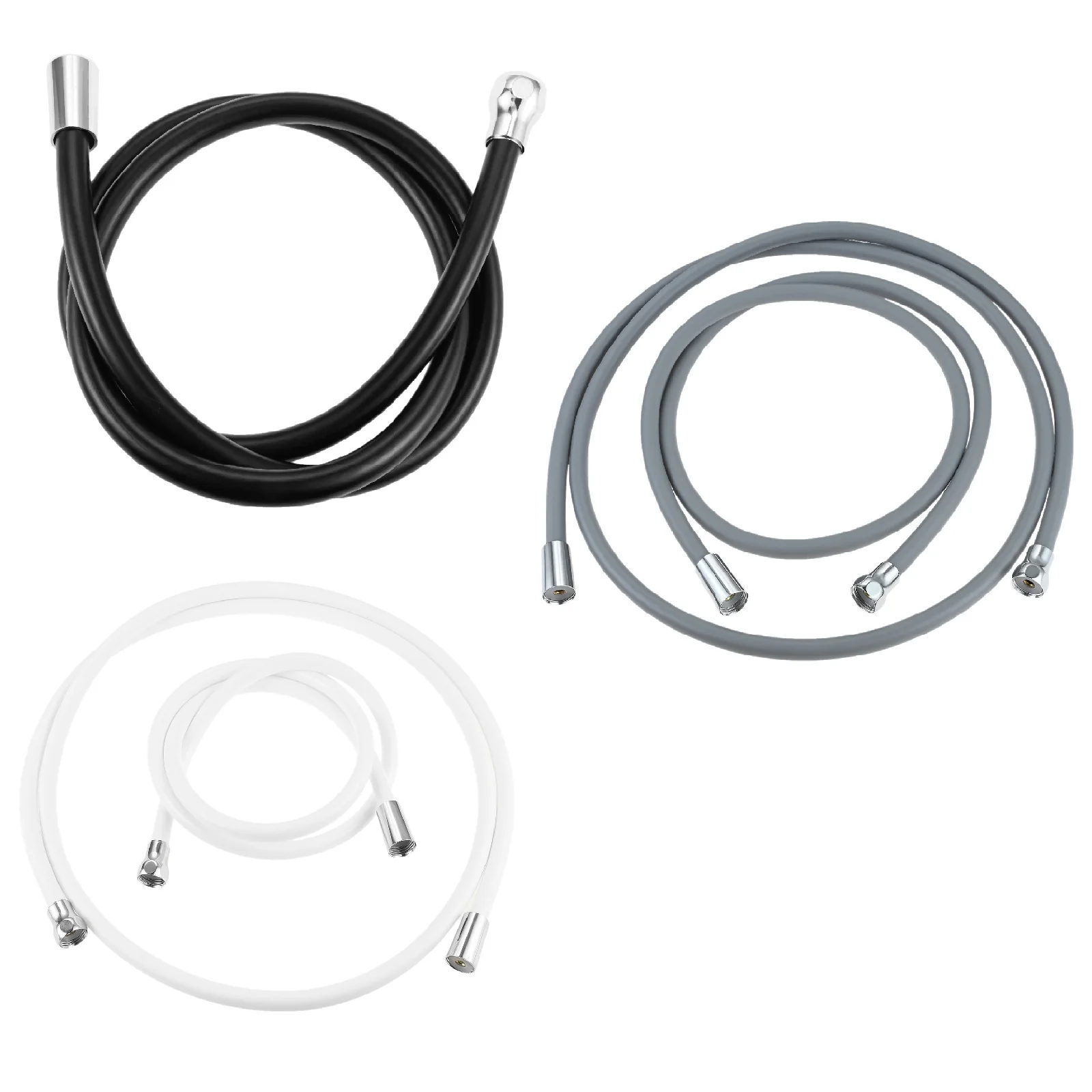 

1 шт. серый/черный/белый душевой шланг 59/79 дюймов с 2 шайбами, пригодный для заправки аквариумов, чистка унитаза, детские подгузники