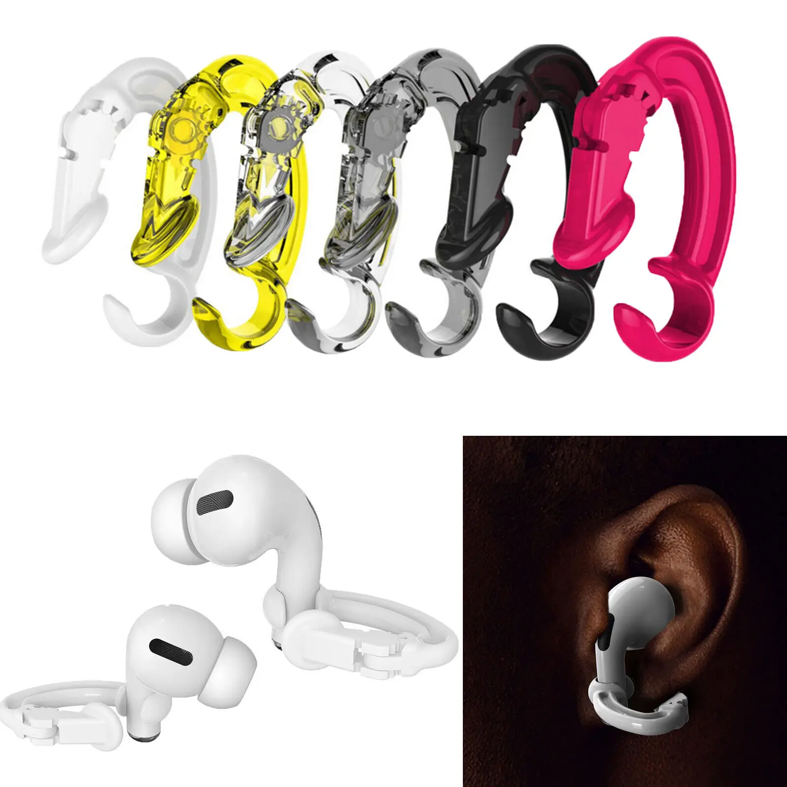 PC Ear Hooks For AirPods 1 / 2nd / 3rd / Pro 2 Accessories Bluetooth Earphone Clips For Air Pods 2 3 Holder For Airpods Clip 2Pc