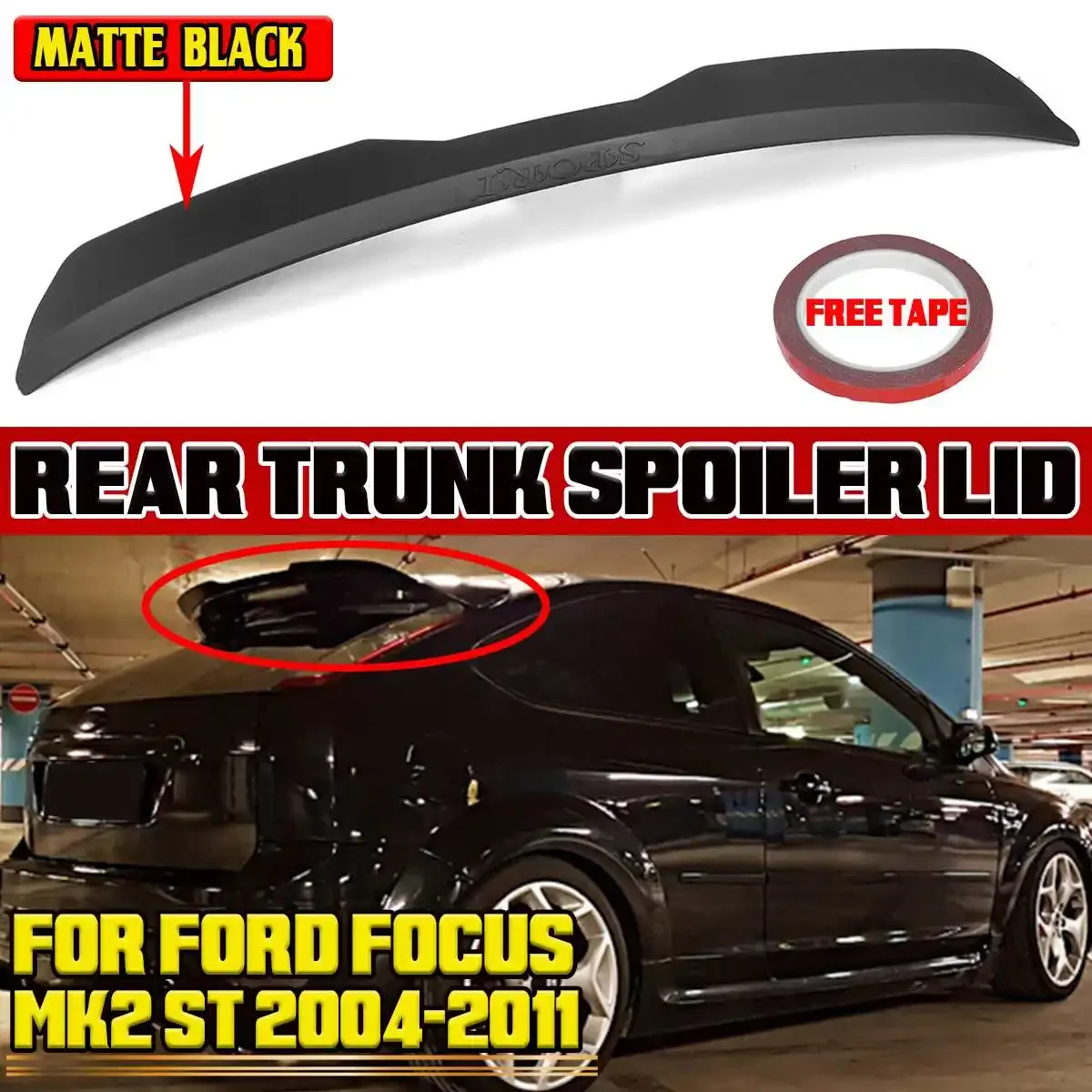 

Black/Carbon Fiber Look Car Rear Roof Lip Spoiler For FORD FOCUS MK2 ST 2004-2011 Car Rear Trunk Spoiler Boot Wing Lip Body Kit