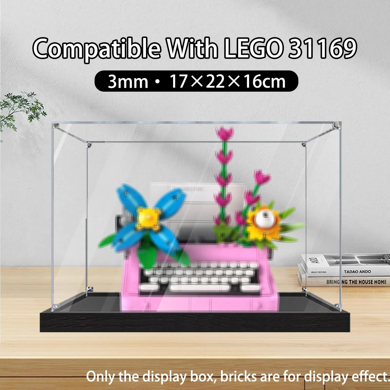

Acrylic Display Case Compatible with Lego 31169 Typewriter with Flowers Model - Clear Dustproof Storage Box (Model Not Included)