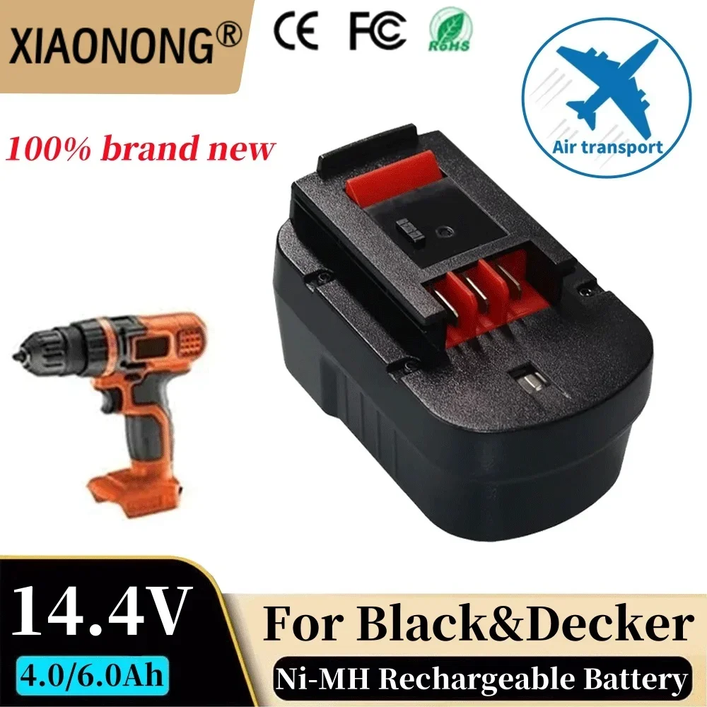 14.4V 4000/6000mah Rechargeable Tool Battery For Black&Decker A12 A12EX FSB12 FS120B A1712 HP HP12 Ni-MH Replacement Drill Batte