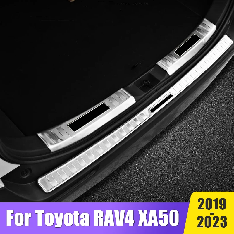 

3PC Car Styling For Toyota RAV4 XA50 2019-2021 2022 2023 Stainless Steel Back Rear Trunk Sill Scuff Plate Protection Pedal Cover