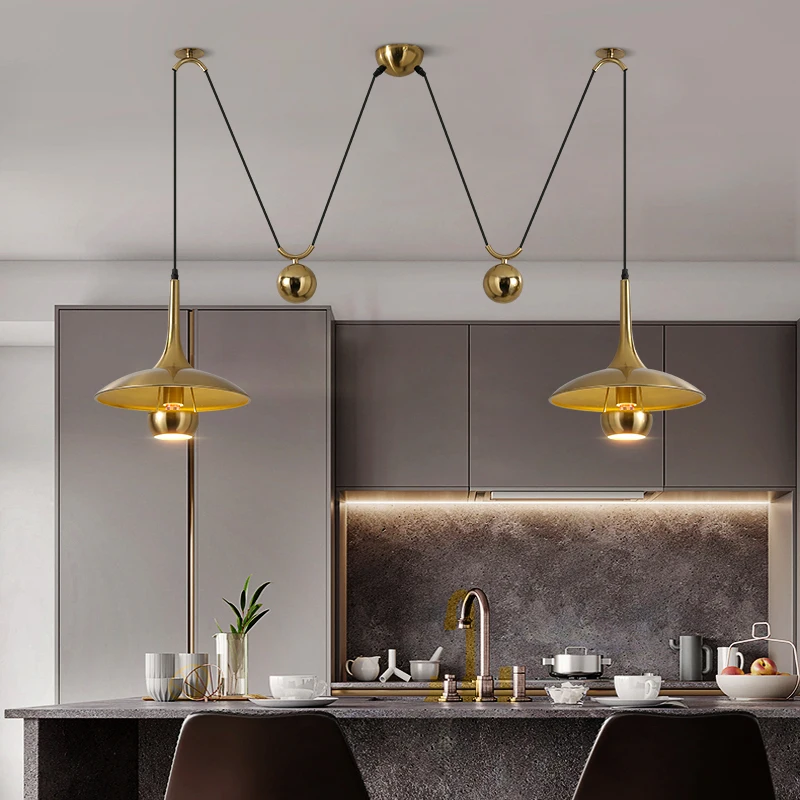 ثريا مطعم رفع قابلة للتعديل مصممة خصيصًا من Bauhaus UFO بكرة جزيرة خفيفة #3