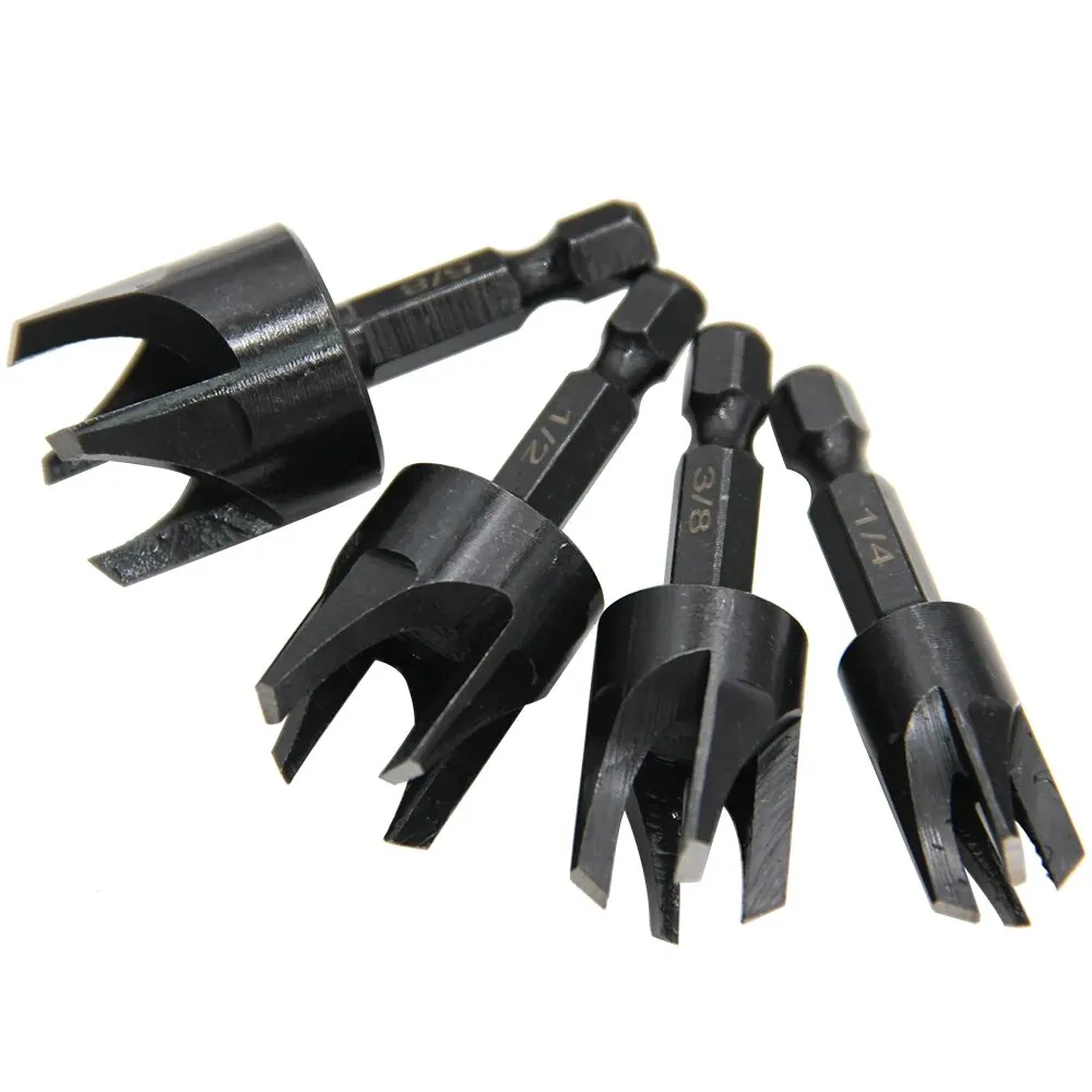 8pc Hexagonal Handle Black Cork Drill Bit Circular Rod Drill Bit Tool Cork Cutting Tool DIY Electric Tool Accessories