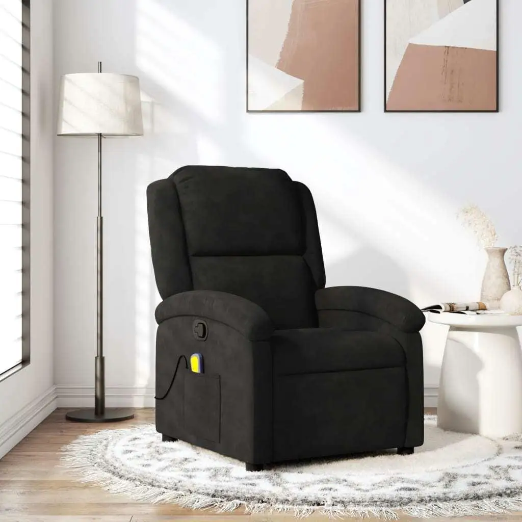 

Luxurious Black Velvet Massage Recliner Chair with Metal and Plywood Frame Comfortable Design for Home Relaxation