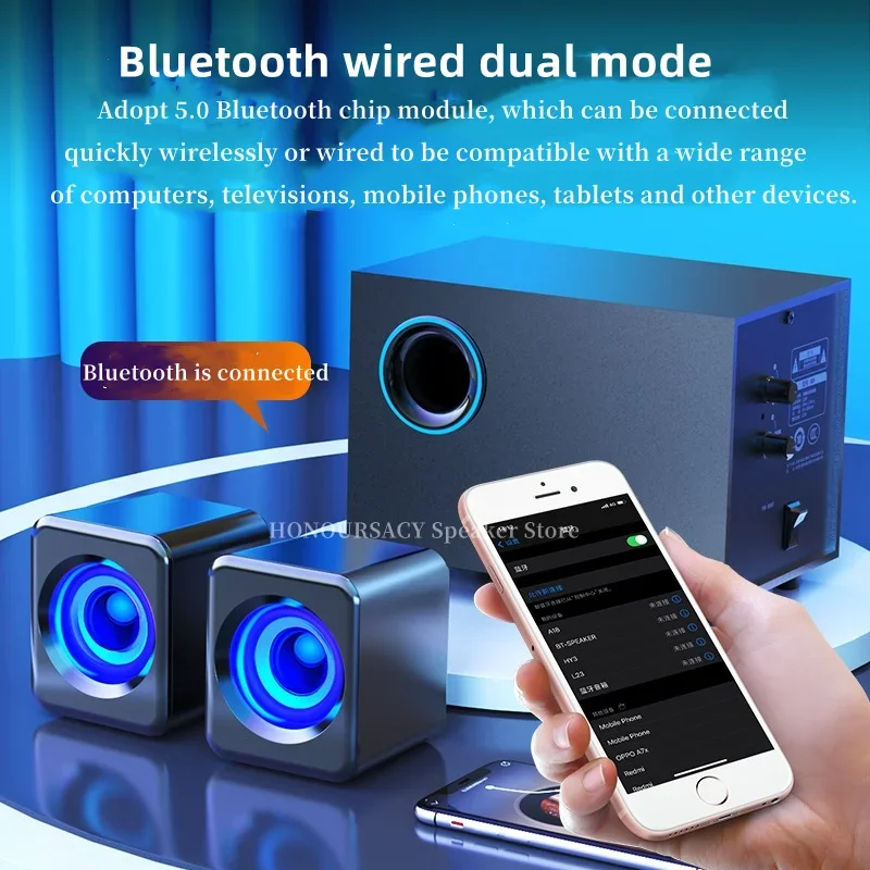 Compatibilità Multi dispositivo Subwoofer altoparlante Bluetooth HIFI Stereo Music Center Home Speaker Sound System Caixa De Som Para PC