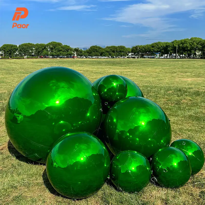 Immagine 4: Sfera Gigante Gonfiabile Decorativa in PVC Metallizzato Oro Verde a Specchio per Pubblicità e Decorazione