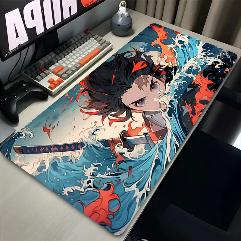 Anime MousePad Gamer Neue große, individuelle Kamado Tanjiro Mausmatte D-Demon Slayer Schreibtischunterlage Büro Computerzubehör Mausmatte