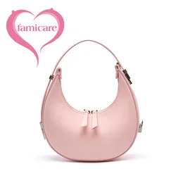 Bolso de hombro de lujo con diseño de Luna para mujer, piel dividida, elegante, bolso de muñeca semicircular, novedad de verano, 2023