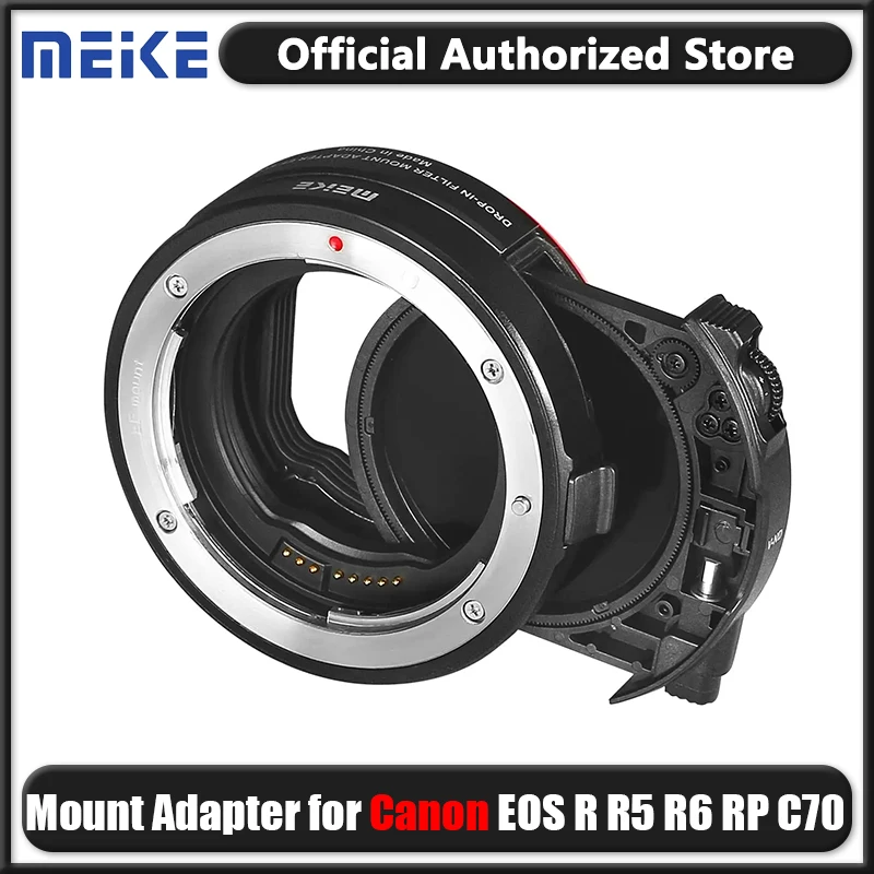 Meike MK-EFTR-C Auto-Focus Lens Mount Adapter with Drop-In Variable ND Filter and UV Filter for Canon EOS R R5 R6 RP C70 Cameras